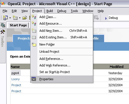 Use menu: Project -> Properties